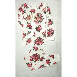 Rachel Zoe Pajama Set Girls 2T White Floral Rose Sweet Dreams Long Sleeve Cotton